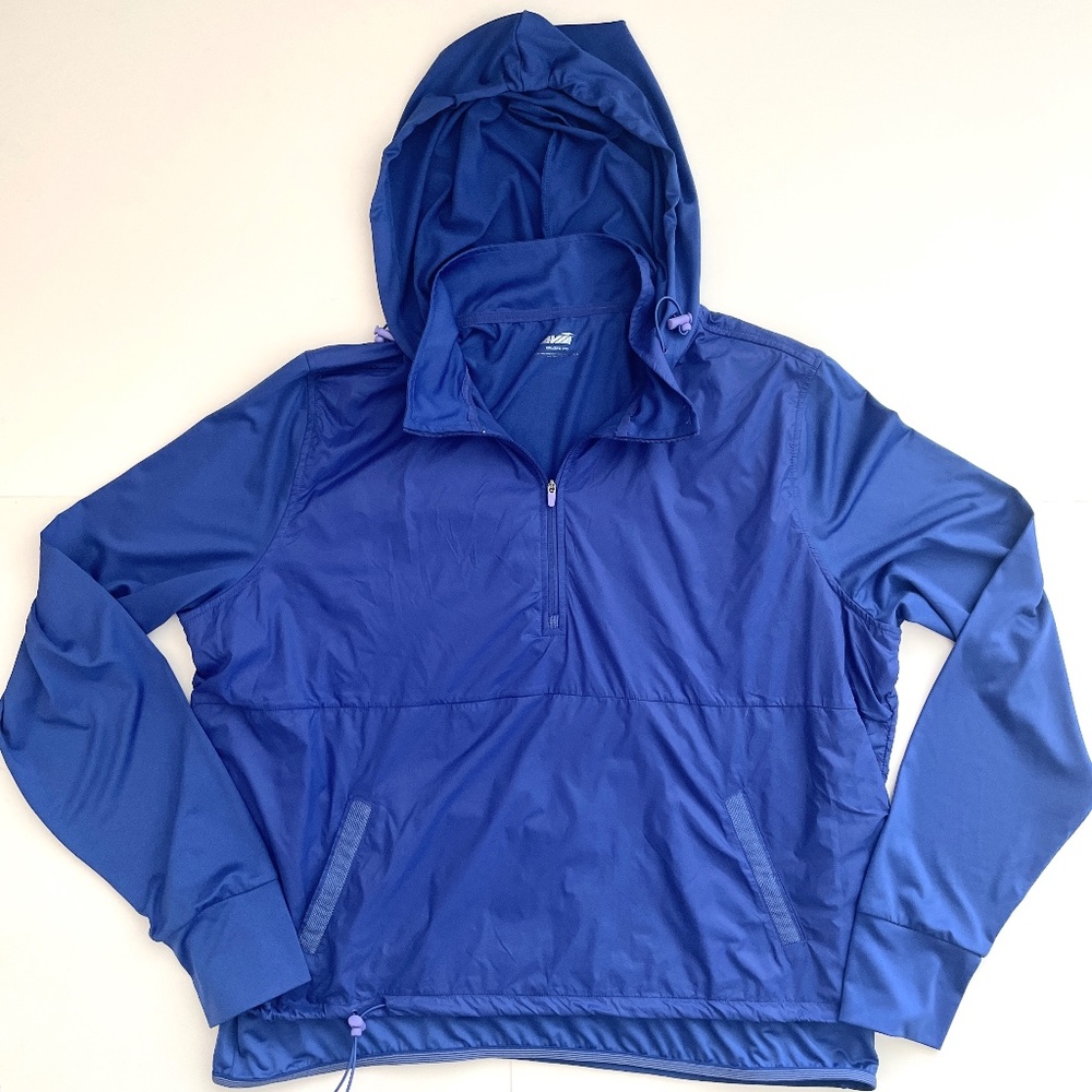 AVIA 2XL RUNNING SPORTS QUARTER ZIP HOODED PULLOVER JACKET BLUE
